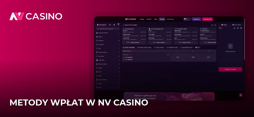 Metody wpłat w NV Casino