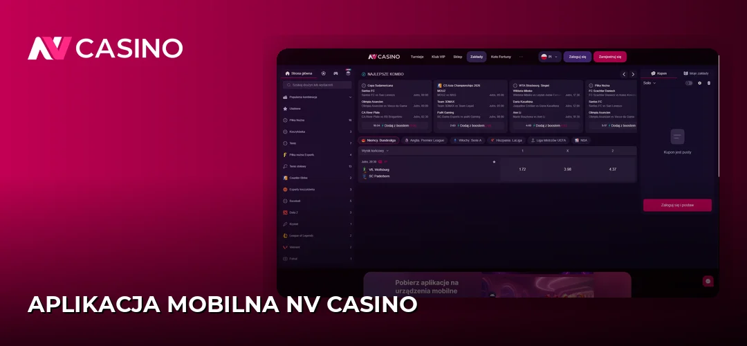 Zrzut ekranu strony NV Casino
