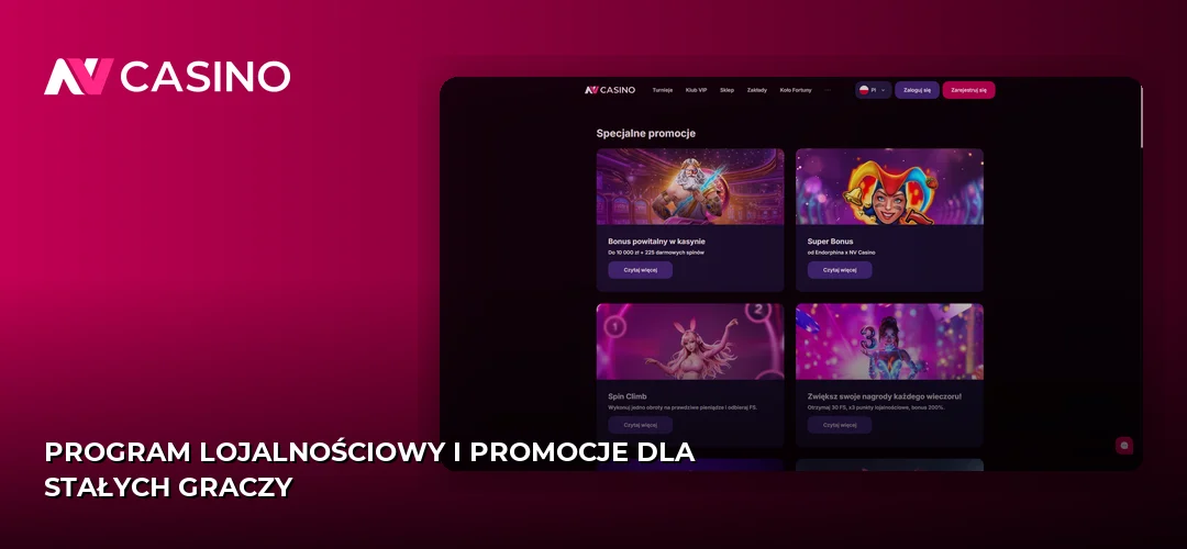 Zrzut ekranu strony NV Casino